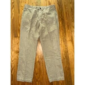 Incotex Men's Beige Linen Pants Size 34x32 Casual Straight Leg flat front luxury